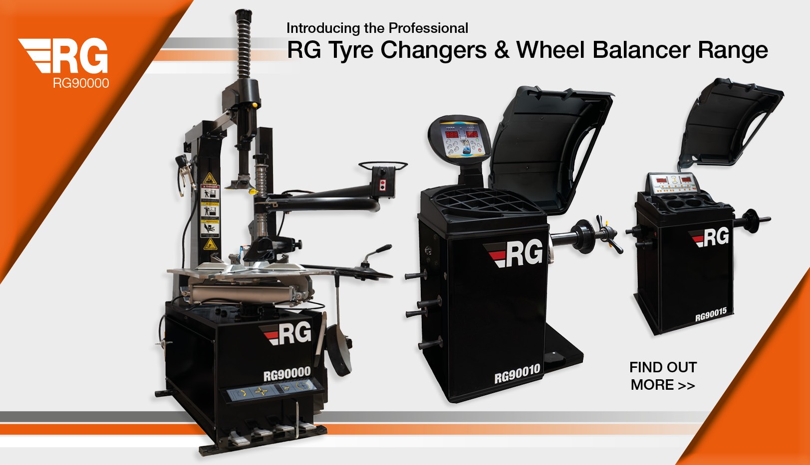 RG tyre changers and wheel balancer range